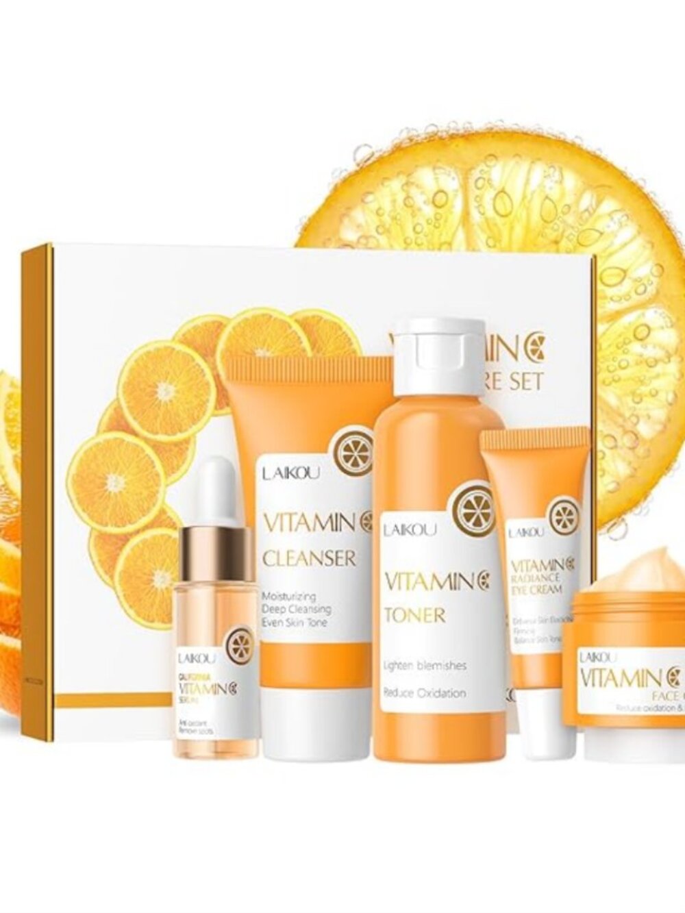 LAIKOU Vitamin C Skin Care Set - TSA-friendly 5pcs Rejuvenating, Smoothing-NWT